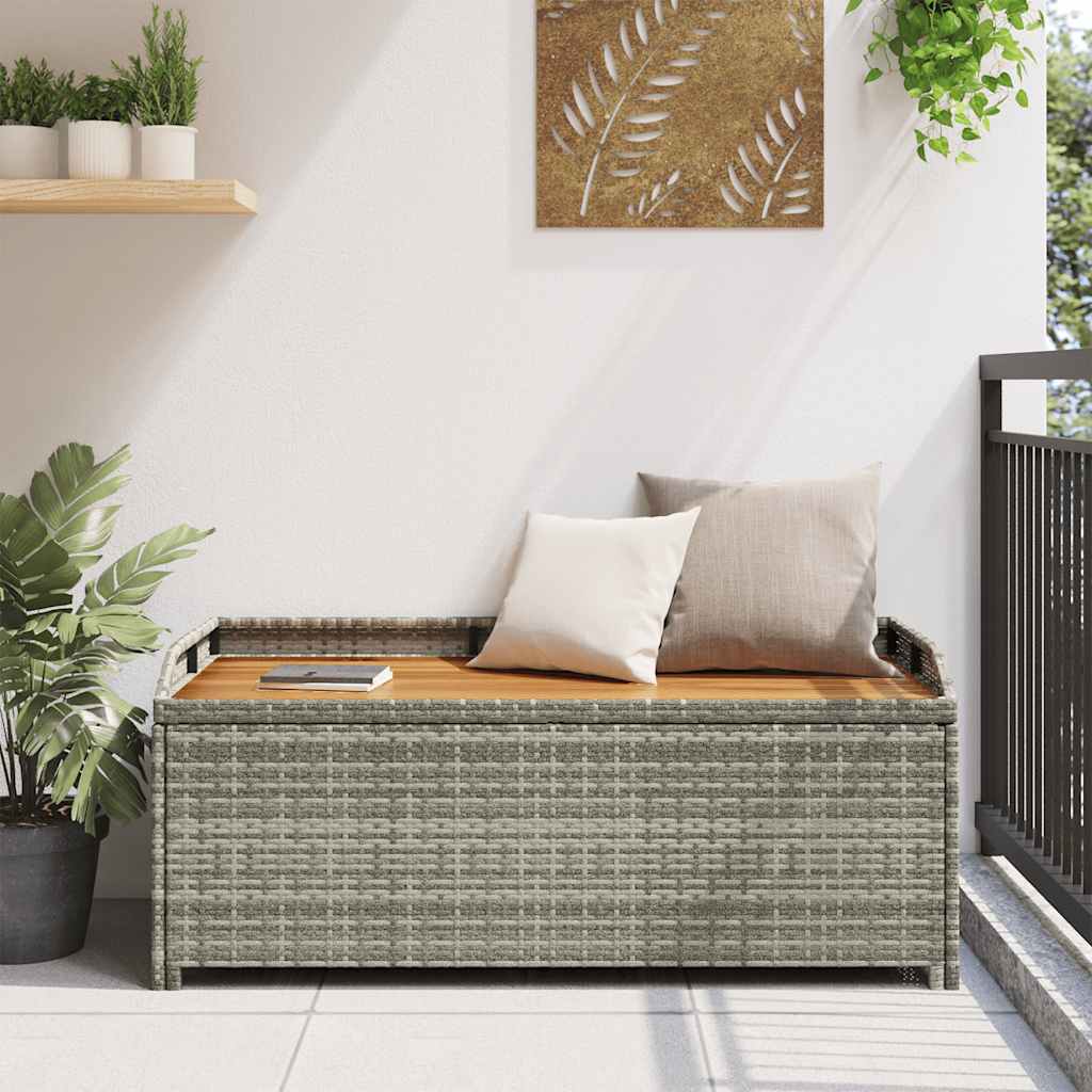Vidaxl tuinopbergbank 120 cm poly rattan grijs