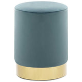 Vidaxl kruk fluweel 28 x 36 cm lichtblauw en goudkleurig