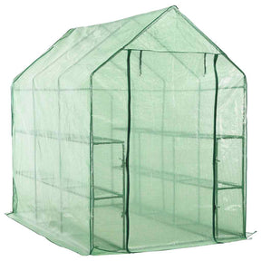 Vidaxl Walk -in Gewächshaus mit 12 Regalen 143x214x196 cm Stahl