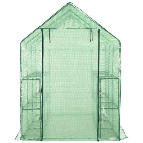 Vidaxl Walk -in Gewächshaus mit 12 Regalen 143x214x196 cm Stahl
