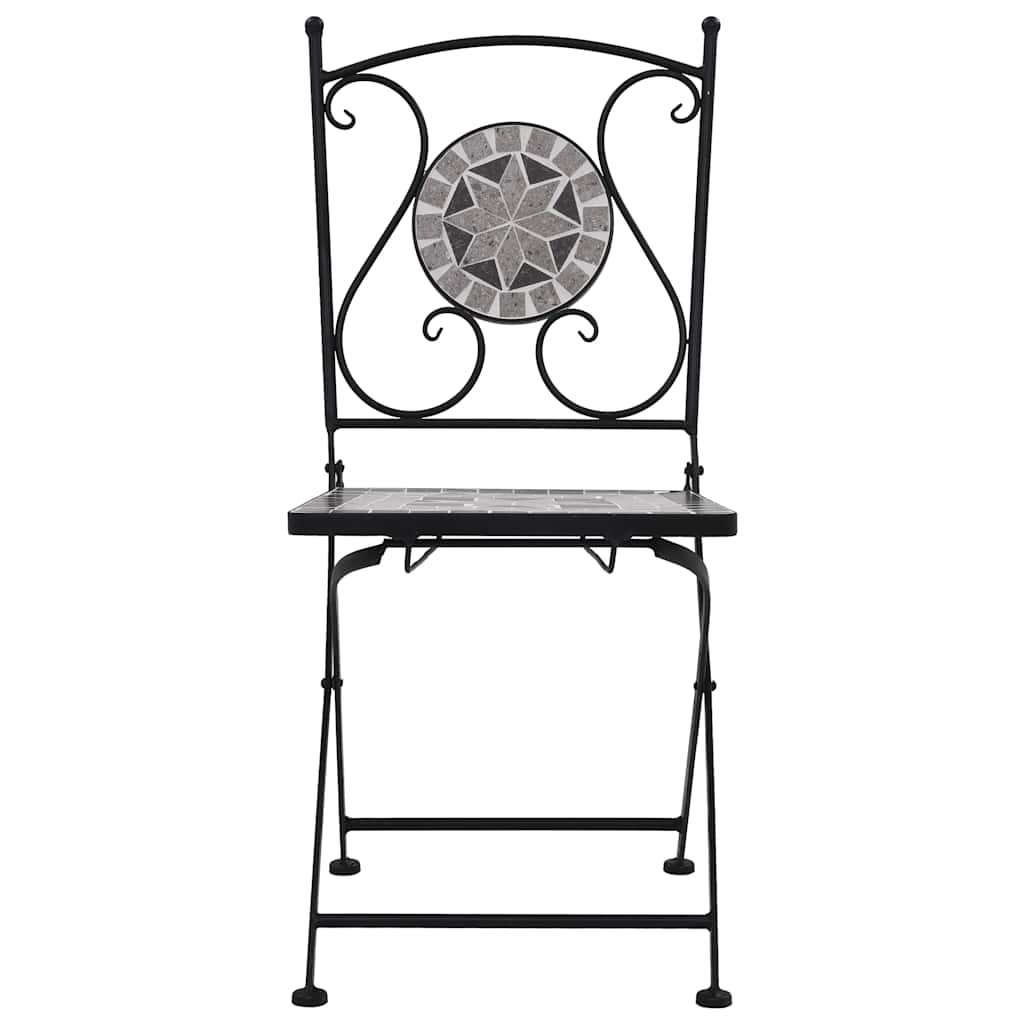 Vidaxl mozaïek klapstoelen, 2 stuks, grijs