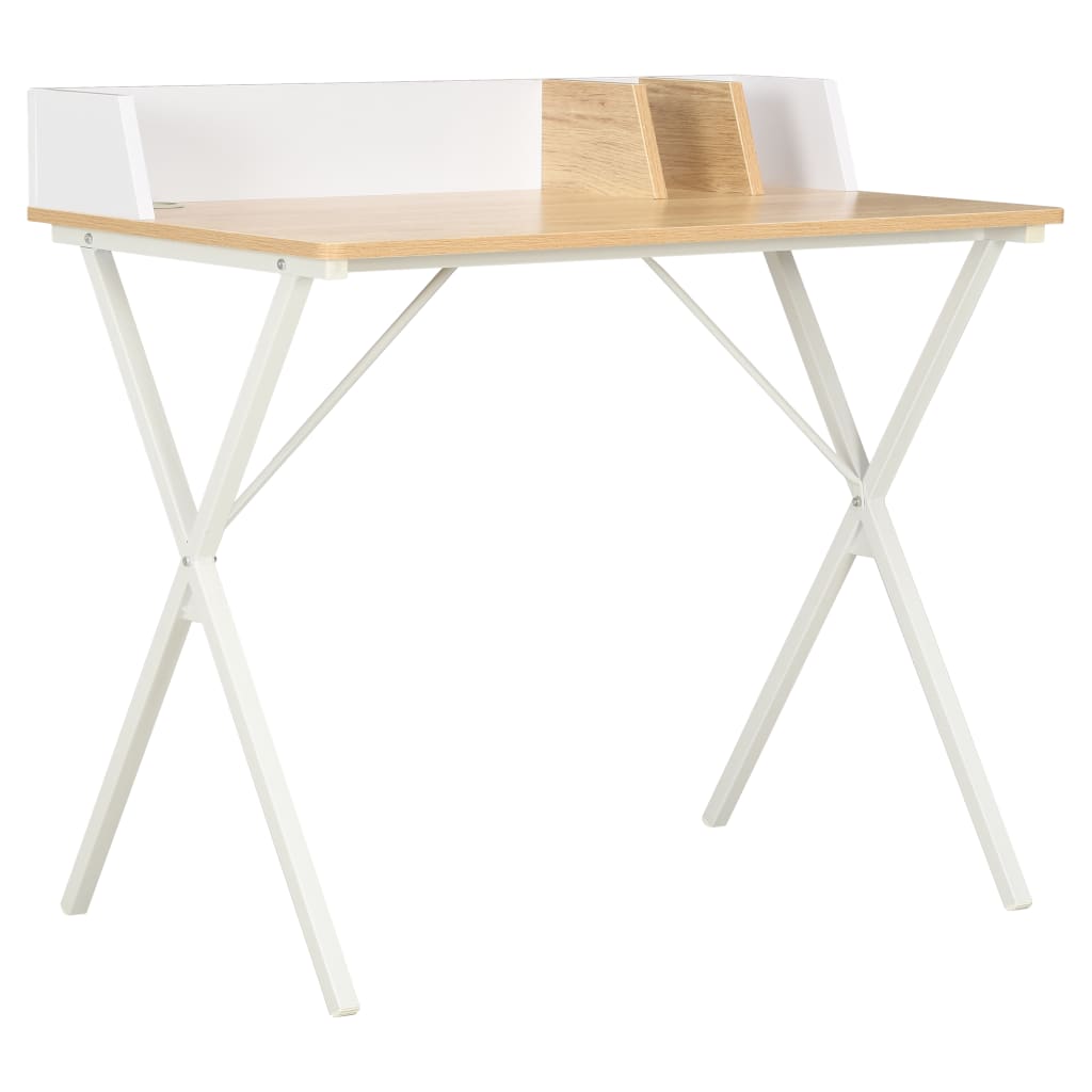 Vidaxl bureau 80x50x84 cm wit en natuurlijk