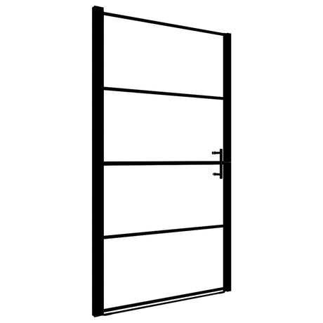 VIDAXL -Duschtür 91x195 cm gehärtetes Glas schwarz