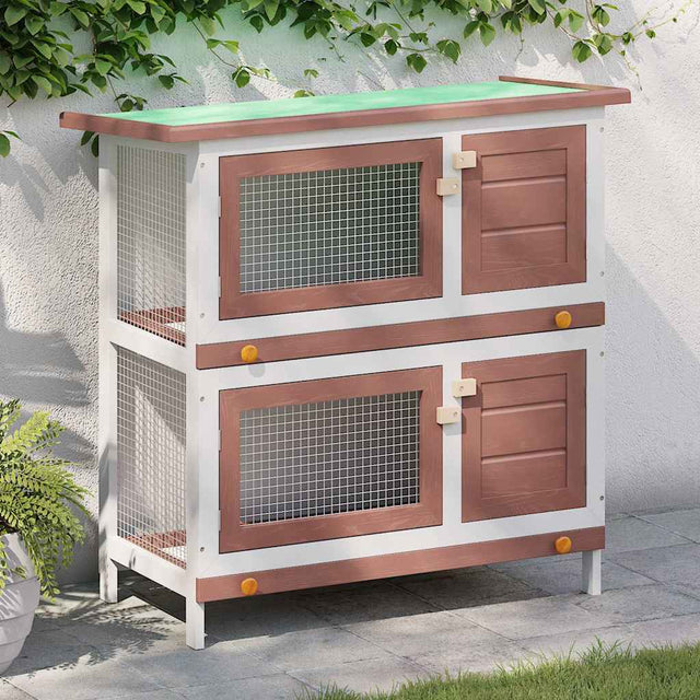 Vidaxl -Kaninchenhütte für Außenseite mit 4 Türen Holzbraun