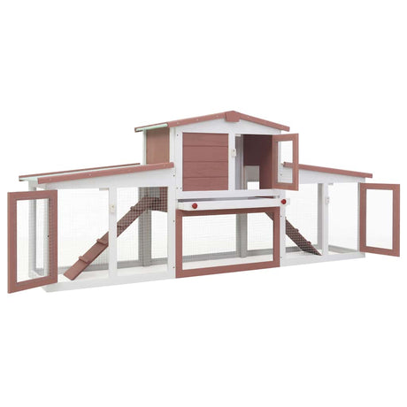 VIDAXL -Kaninchenhütte für äußere große 204x45x85 cm Holz braun und weiß