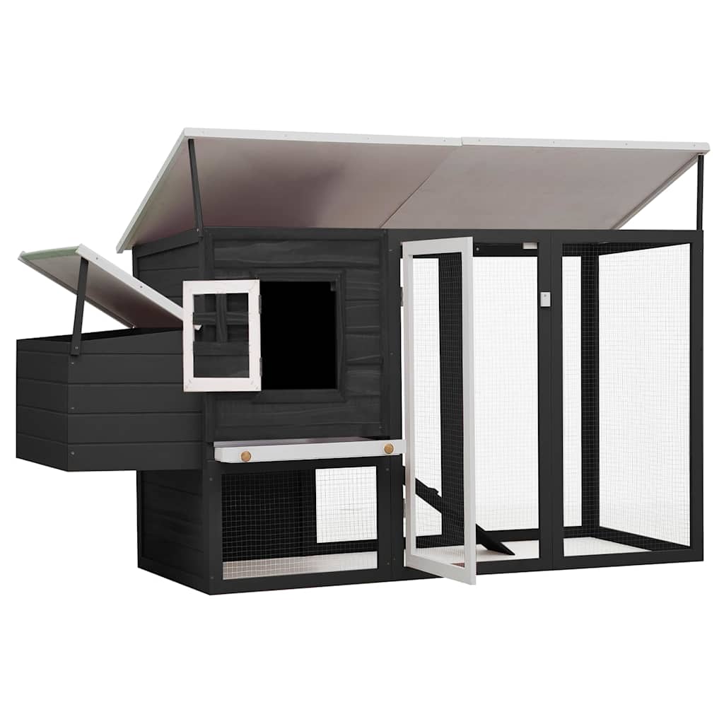 Vidaxl Chicken Coop mit Nacht Loft Holzgrau