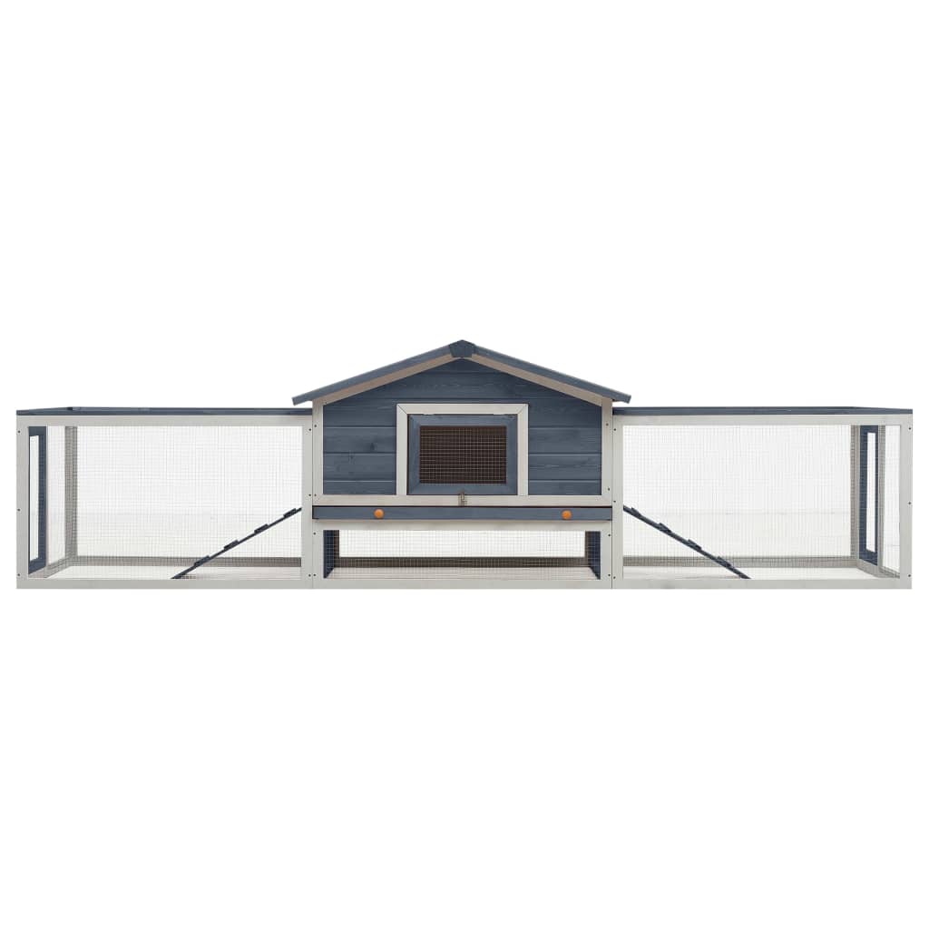VIDAXL -Kaninchenhütte 310x70x87 cm Festkiefer und Kiefernholzgrau