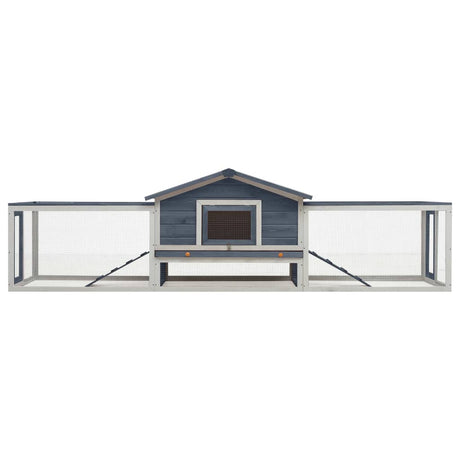 VIDAXL -Kaninchenhütte 310x70x87 cm Festkiefer und Kiefernholzgrau