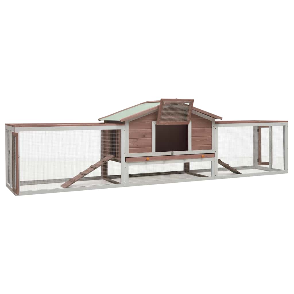 VIDAXL -Kaninchenhütte 310x70x87 cm Festkiefer und Mokka
