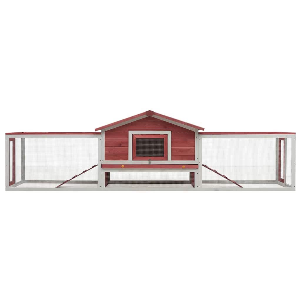 VIDAXL -Kaninchenhütte 310x70x87 cm Festkiefer und Pinewood -Rot