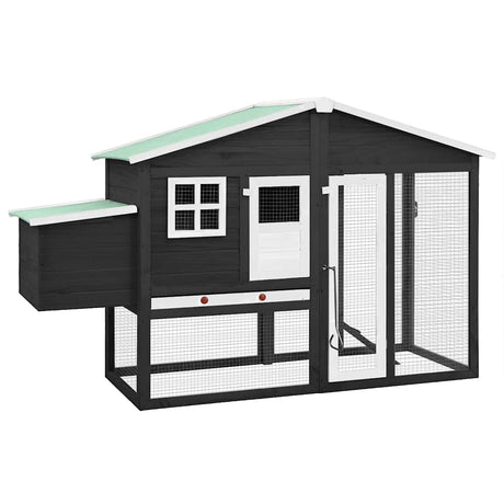 Vidaxl Chicken Coop mit Nistbox Festkieferngrau und Weiß