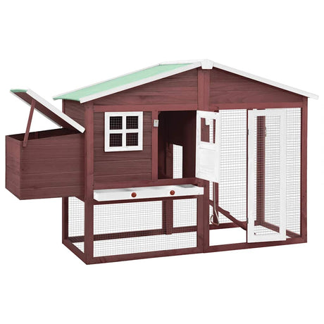 Vidaxl Chicken Coop mit Nest Box Feste Vurenhout Mokka und Weiß
