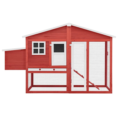 Vidaxl Chicken Coop mit Nistbox Festkiefer Rot und Weiß