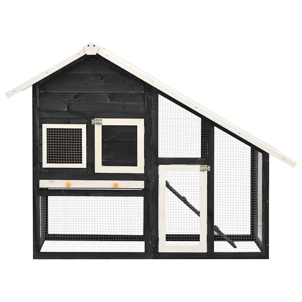 VIDAXL -Kaninchenhütte 140x63x120 cm Festkieferngrau und Weiß