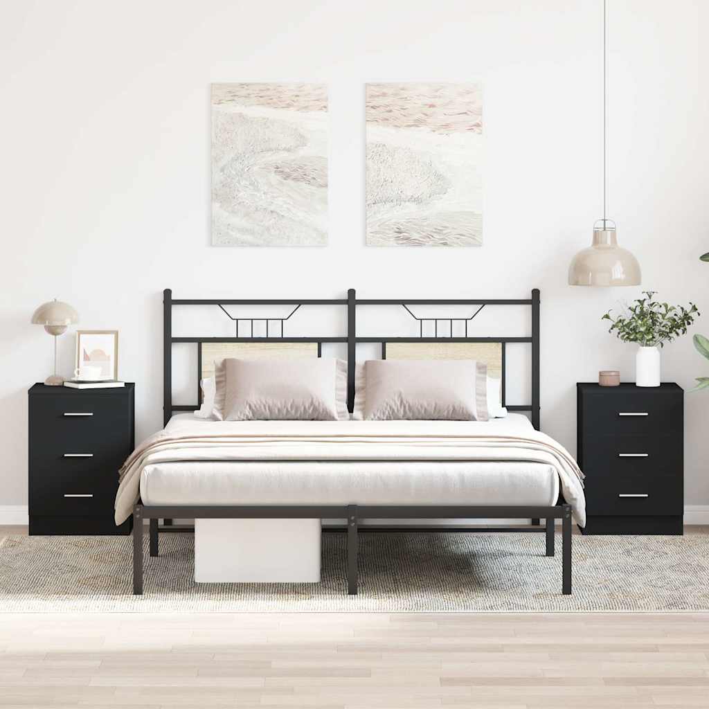 Vidaxl nachtkastjes 2 st 38x35x56 cm bewerkt hout zwart