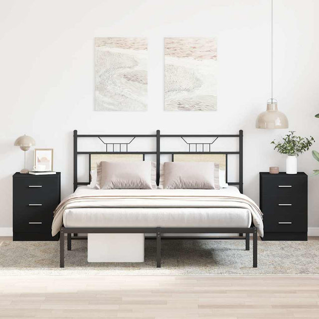 Vidaxl nachtkastjes 2 st 38x35x56 cm bewerkt hout zwart