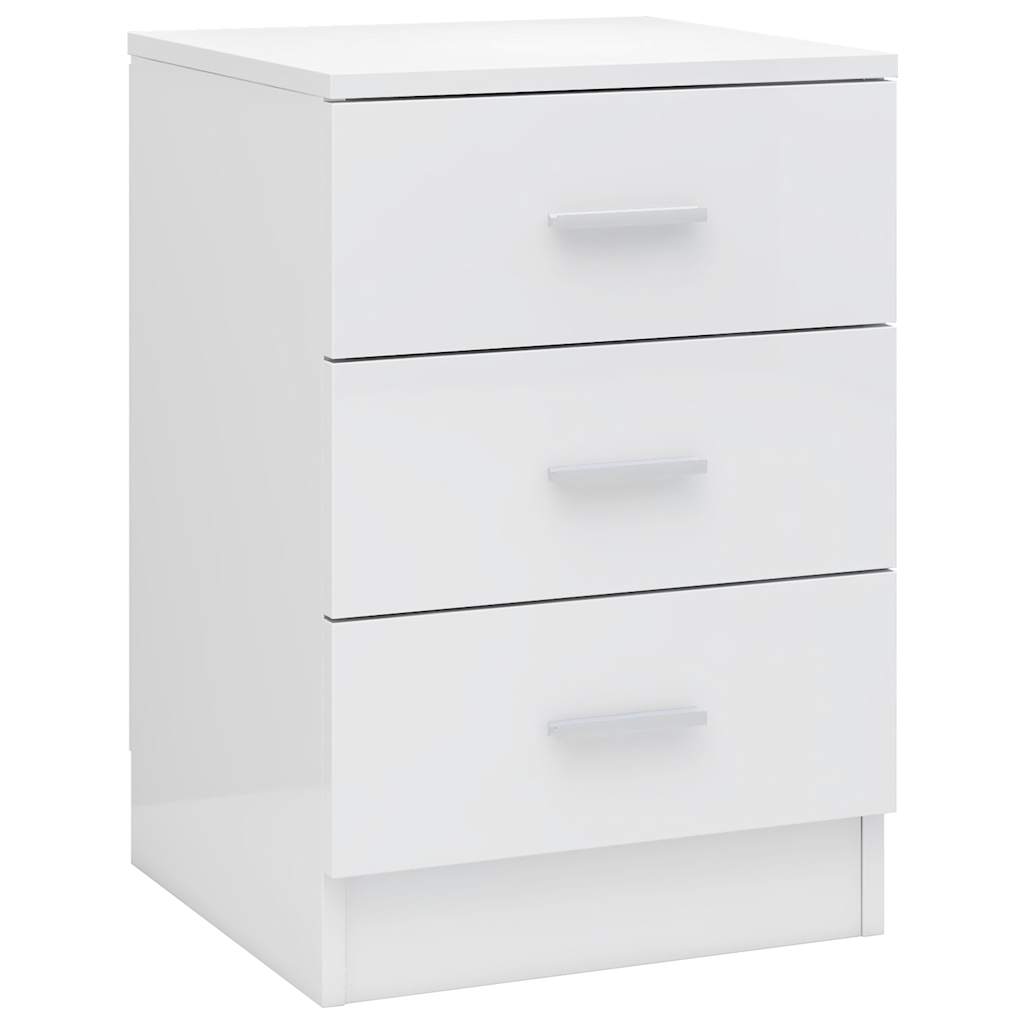 Vidaxl nachtkastje 38x35x56 cm bewerkt hout hoogglans wit