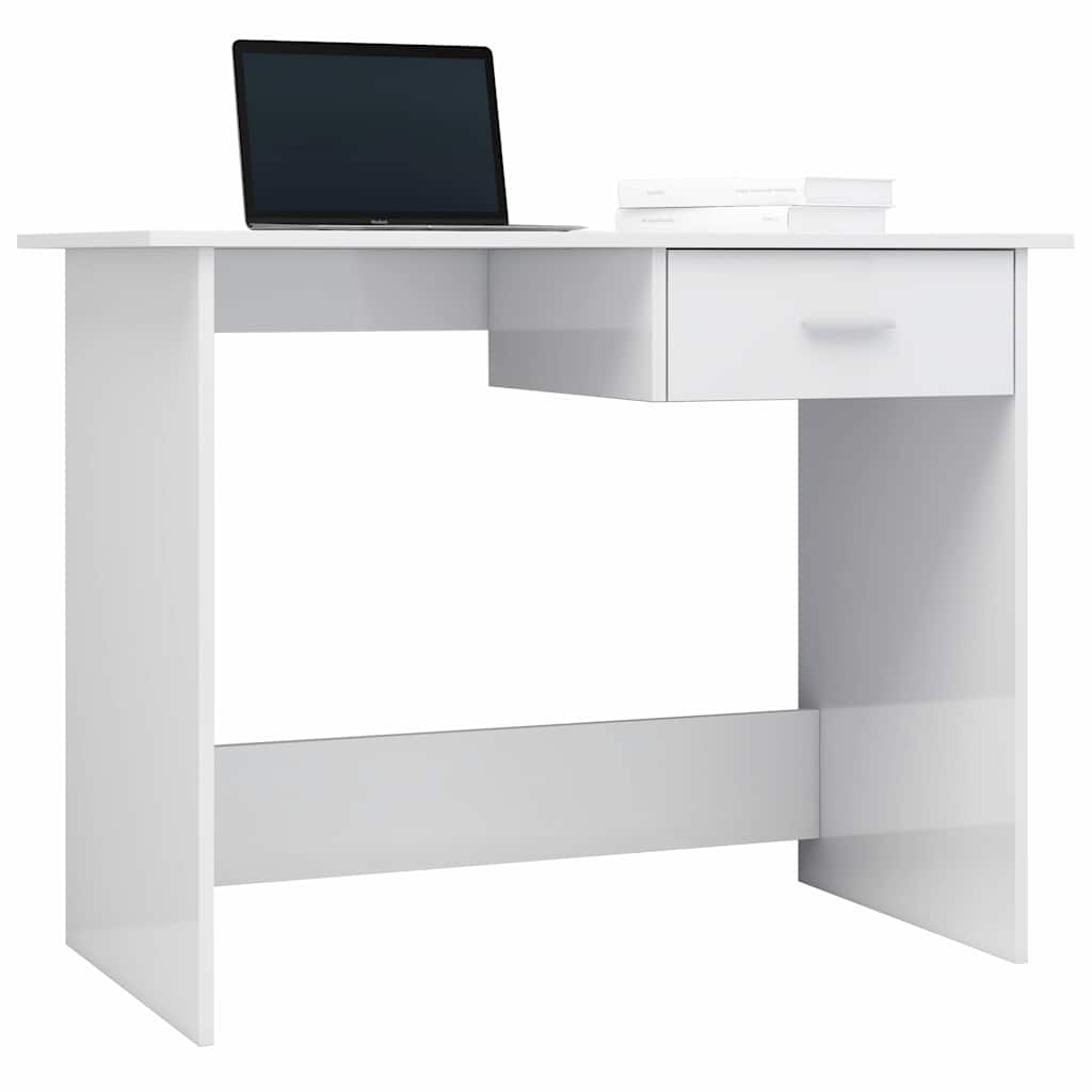 Vidaxl bureau 100x50x76 cm bewerkt hout hoogglans wit
