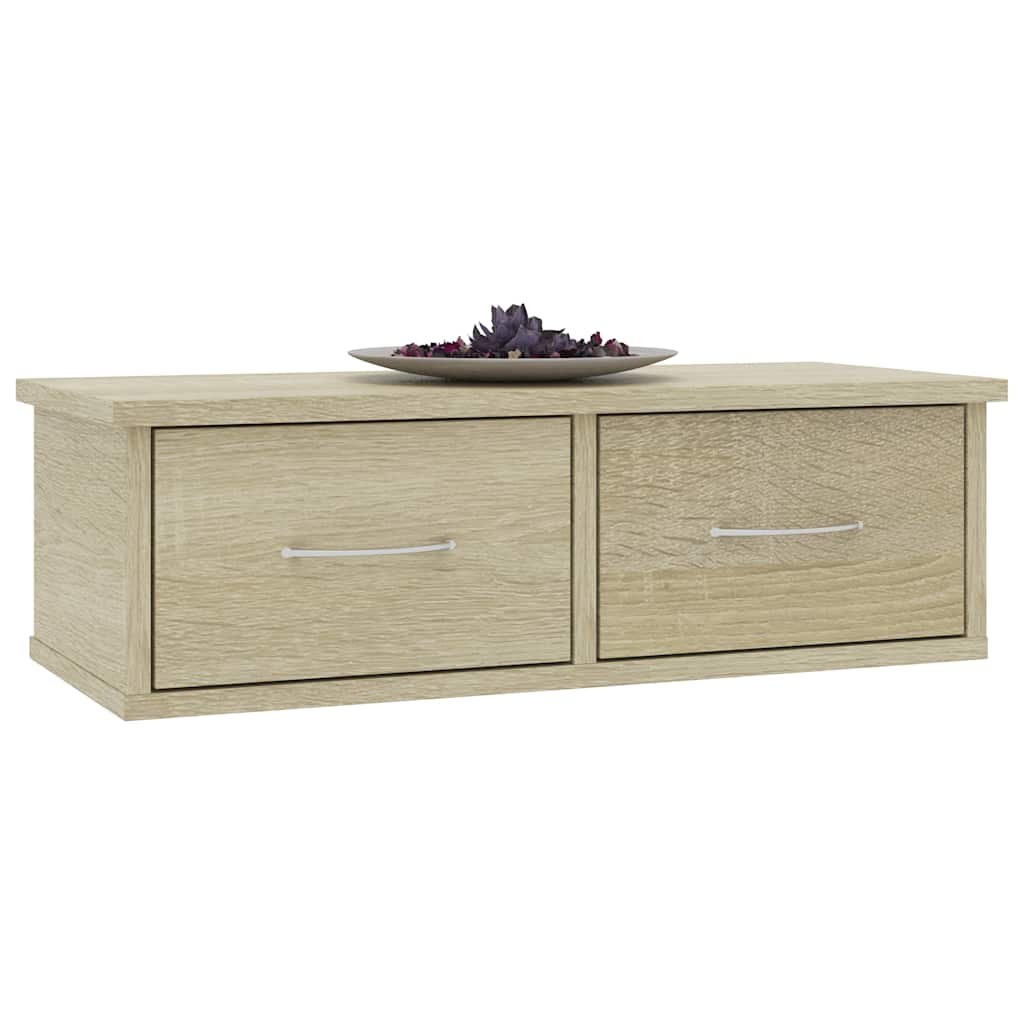 Vidaxl wandschap met lades 60x26x18,5 cm bewerkt hout sonoma eiken