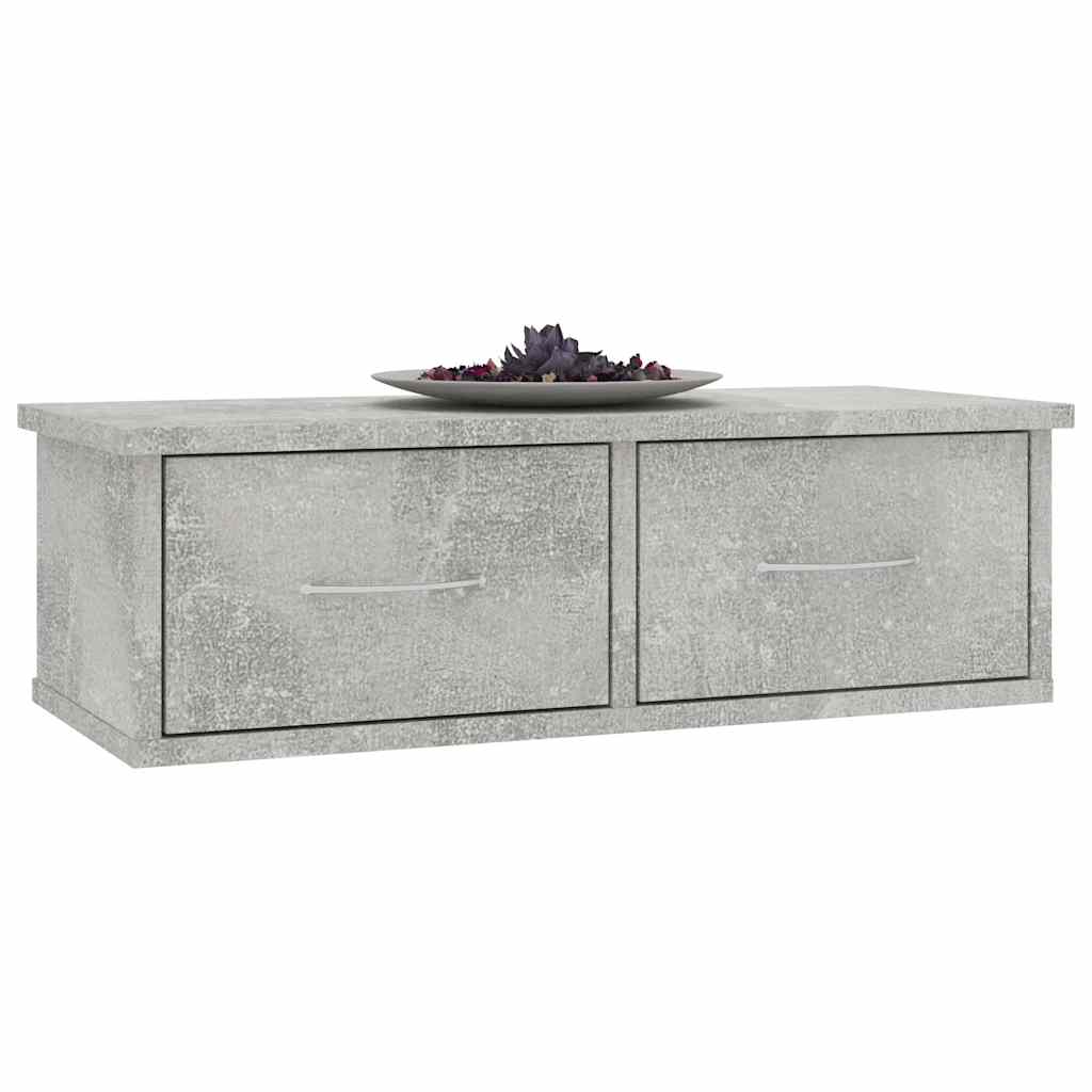 Vidaxl wandschap met lades 60x26x18,5 cm bewerkt hout betongrijs