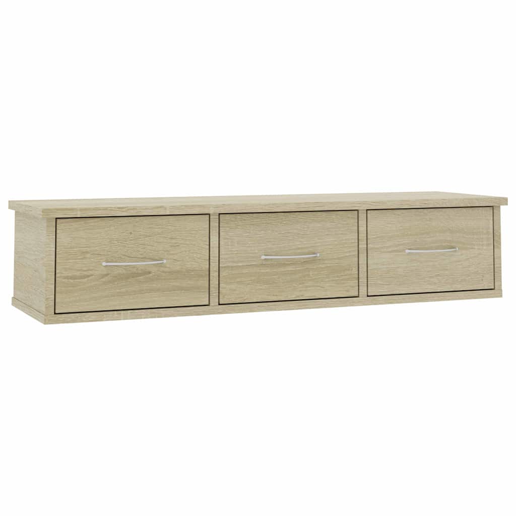 Vidaxl wandschap met lades 88x26x18,5 cm bewerkt hout sonoma eiken