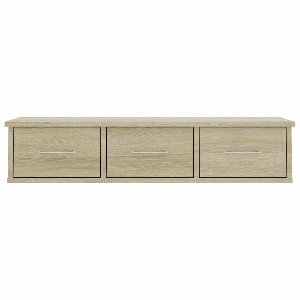 Vidaxl wandschap met lades 88x26x18,5 cm bewerkt hout sonoma eiken