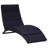 Vidaxl ligbed met kussen poly rattan zwart