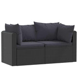 Vidaxl 2-delige loungeset met kussens poly rattan zwart