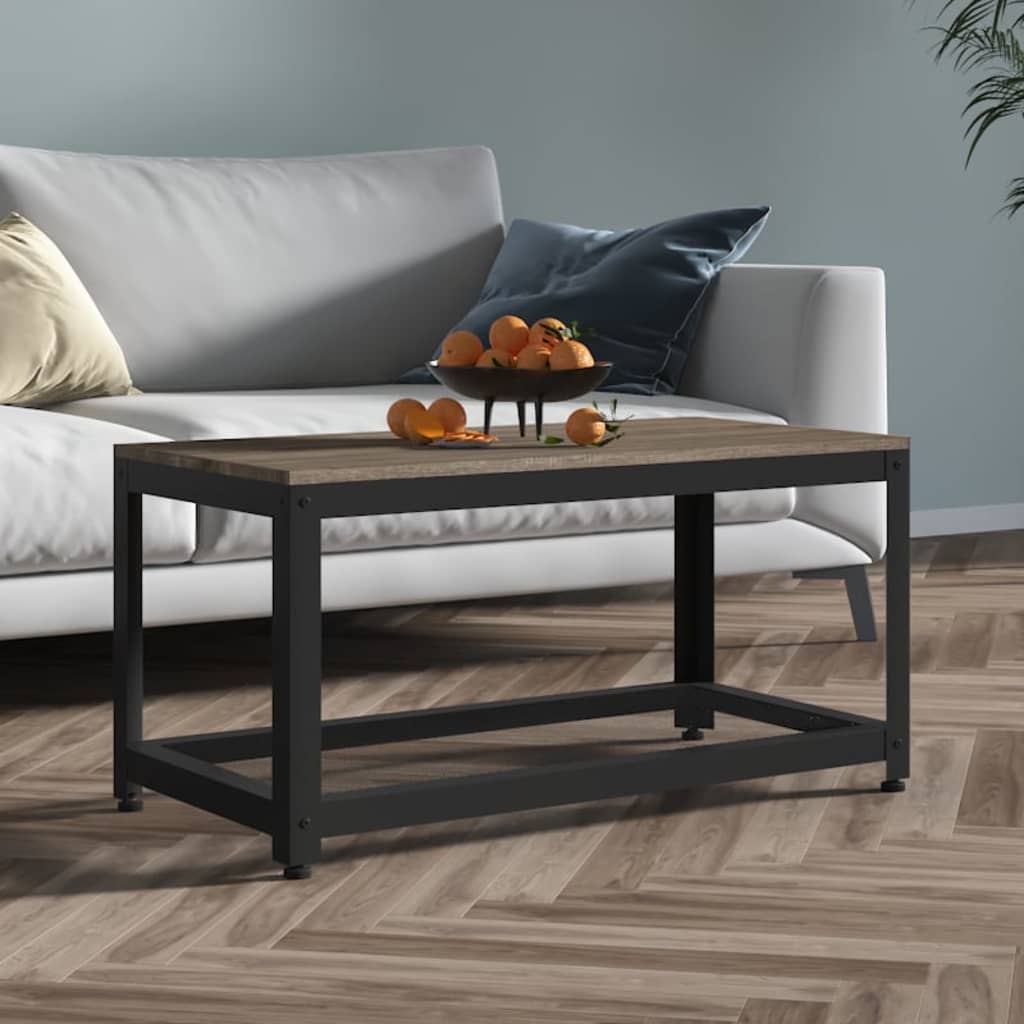 Vidaxl salontafel 90x45x45 cm mdf en ijzer grijs en zwart