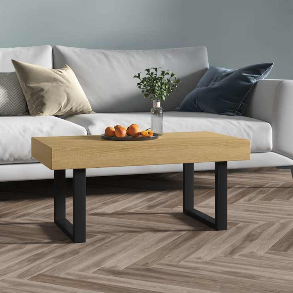Vidaxl salontafel 90x45x40 cm mdf en ijzer lichtbruin en zwart