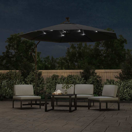 Vidaxx schwimmender Sonnenschirm mit LED und Stahlmast 300 cm schwarz