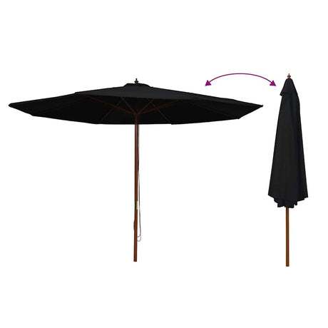 Vidaxl Parasol mit Holzstange 350 cm schwarz