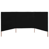 Vidaxl Windschutzscheibe 3 Paneele 400x80 cm Stoff schwarz
