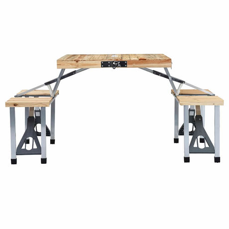 Vidaxl Camping -Tisch zusammenklappbar mit 4 Sitzen aus Stahl und Aluminium