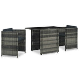 Vidaxl 3-delige bistroset met kussens poly rattan grijs