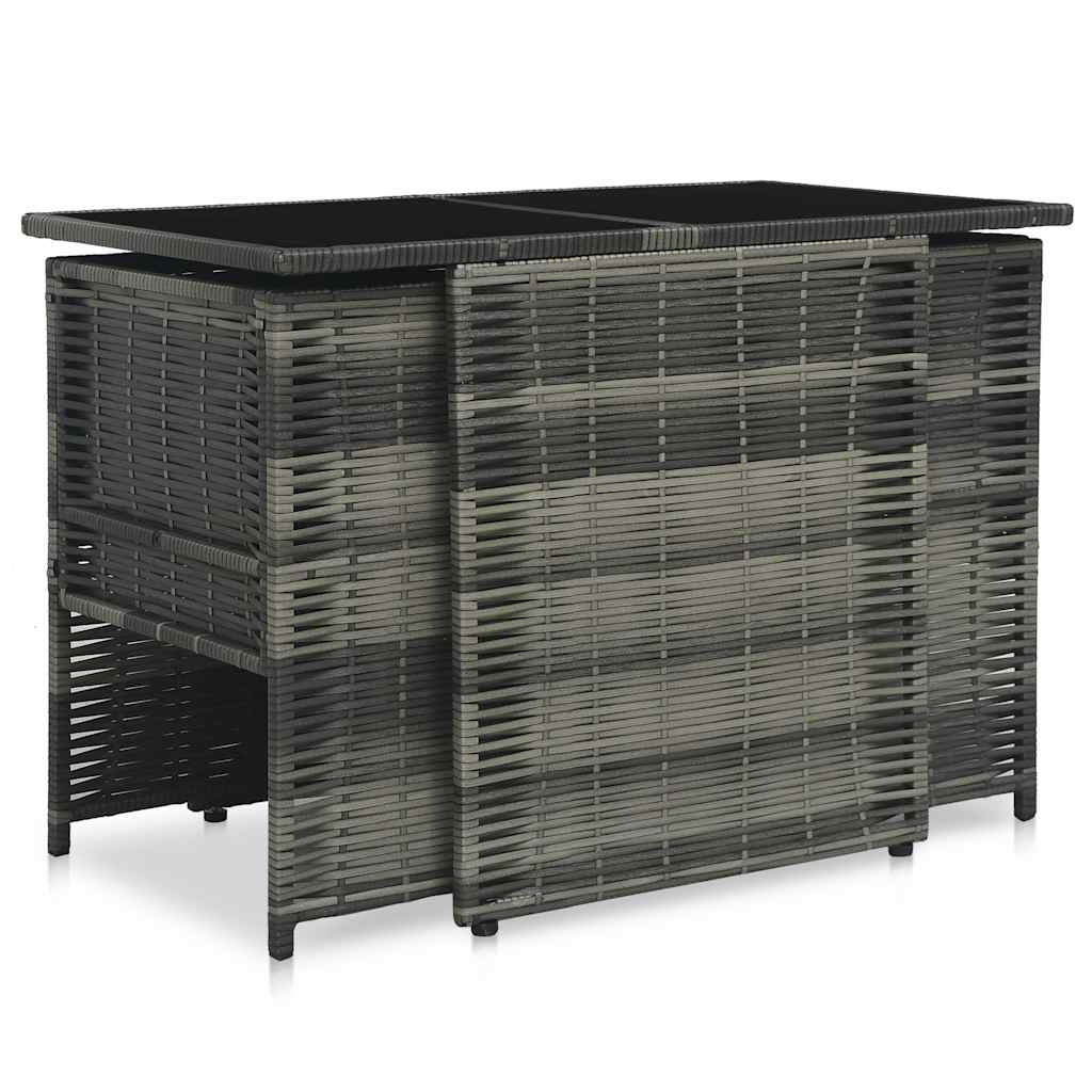Vidaxl 3-delige bistroset met kussens poly rattan grijs