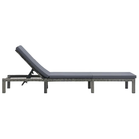 Vidaxl ligbed met kussen poly rattan antraciet