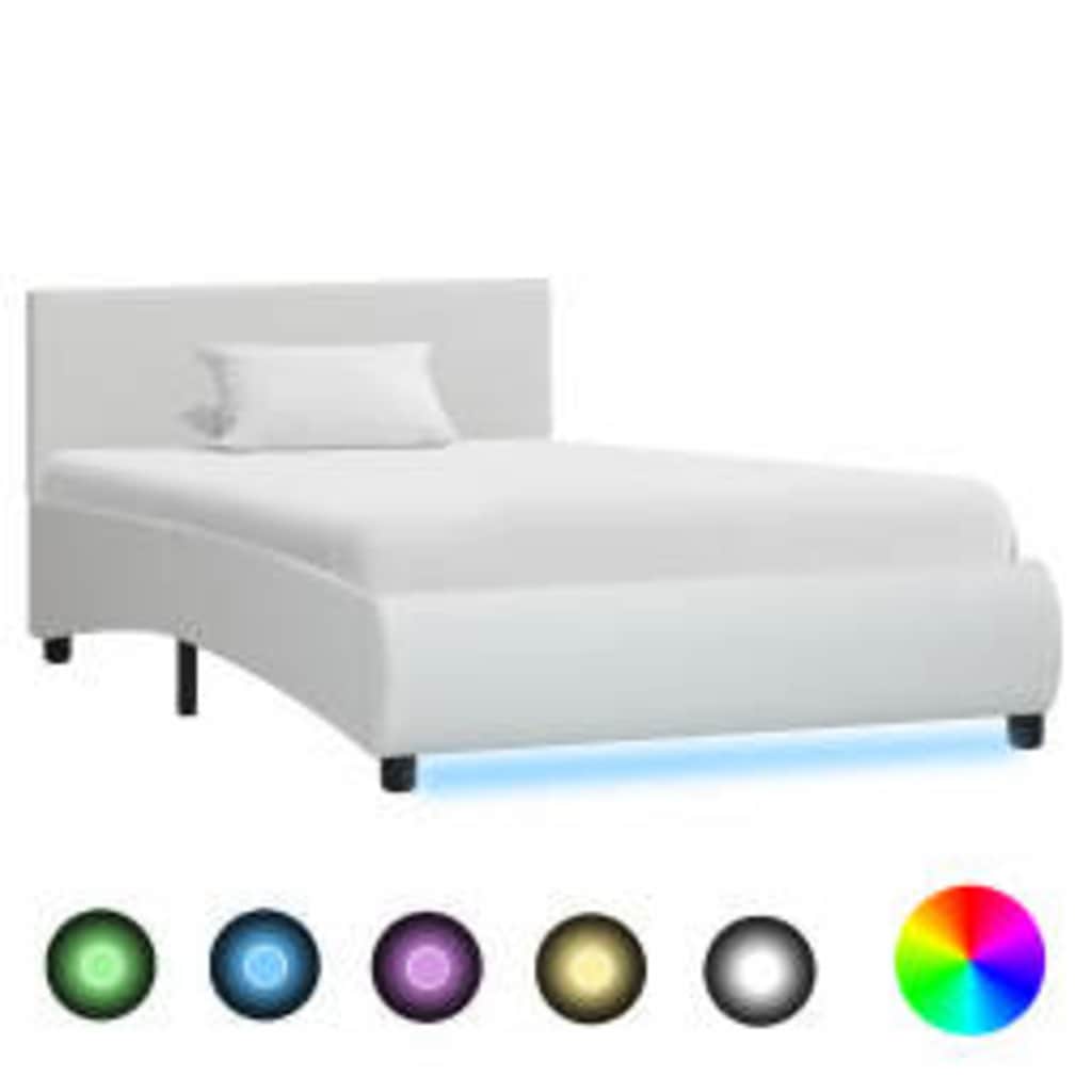 Vidaxl bedframe met led kunstleer wit 100x200 cm