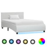 Vidaxl bedframe met led kunstleer wit 100x200 cm