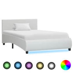 Vidaxl bedframe met led kunstleer wit 100x200 cm