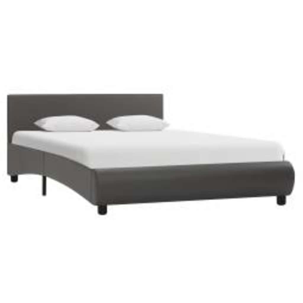 Vidaxl bedframe met led kunstleer grijs 140x200 cm