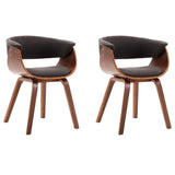 Vidaxl eetkamerstoelen 2 st gebogen hout en stof grijs