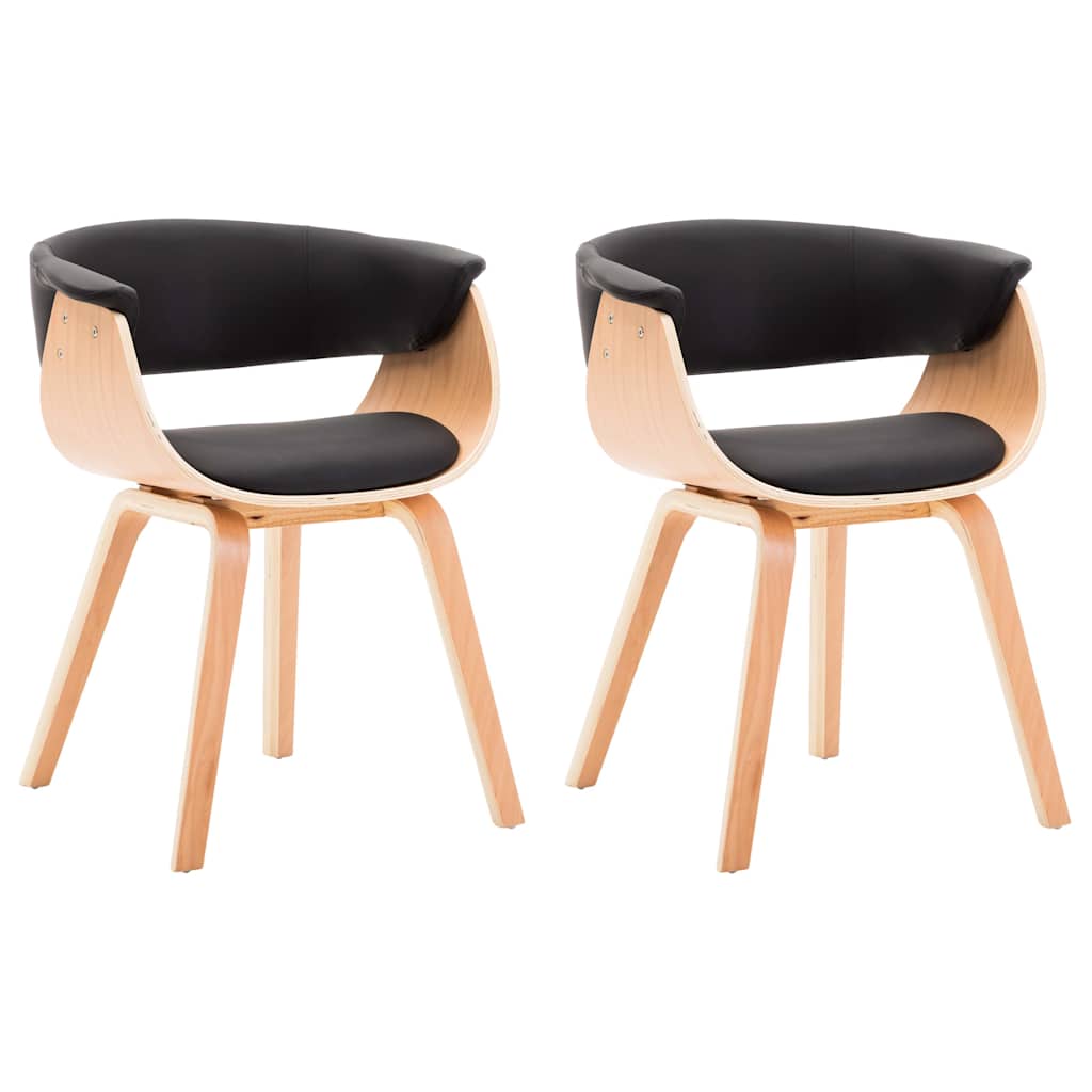 Vidaxl eetkamerstoelen 2 st gebogen hout en kunstleer