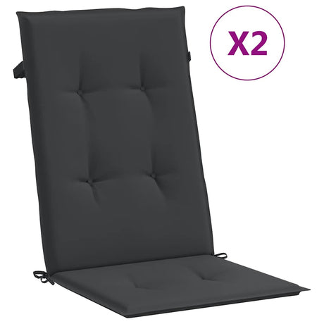 Vidaxl Gartenstuhl Kissen 2 St hoher Rücken 120x50x3 cm Stoff schwarz