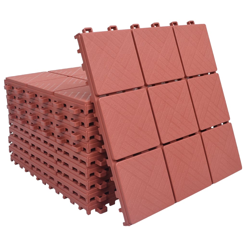 VidaXL Terrassenplatten 10 Stk. 30,5x30,5 cm Kunststoff Rot