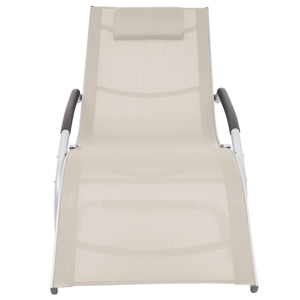 Vidaxl ligbed met kussen aluminium en textileen crème