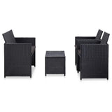 Vidaxl 4-delige loungeset met kussens poly rattan zwart