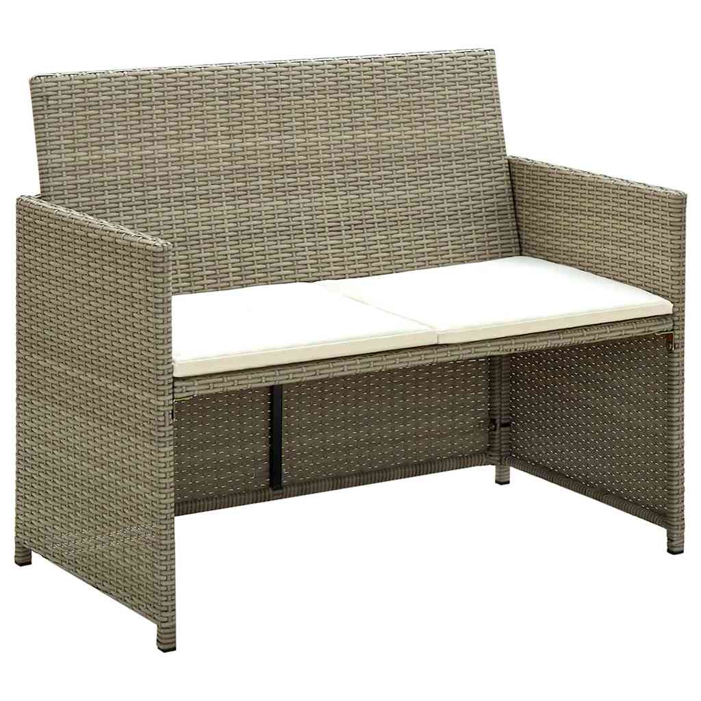 Vidaxl tuinbank 2-zits met kussens poly rattan beige
