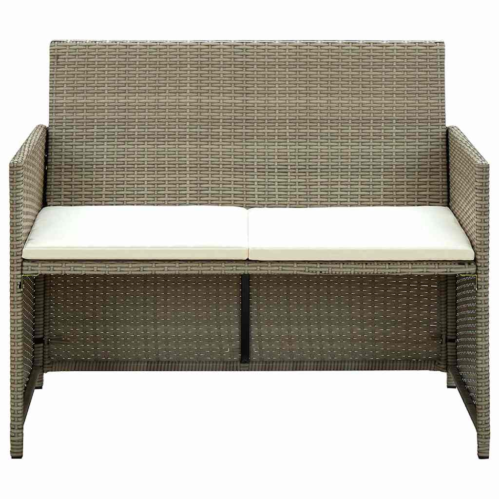 Vidaxl tuinbank 2-zits met kussens poly rattan beige