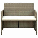 Vidaxl tuinbank 2-zits met kussens poly rattan beige